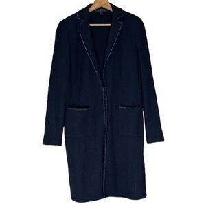 ST. JOHN Frayed Black Long Cardigan Size 12